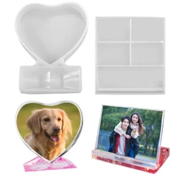 diy personality photo frame epoxy resin mold for mirror ornaments love rectangle rahmen silicone mold jewelry making accessories