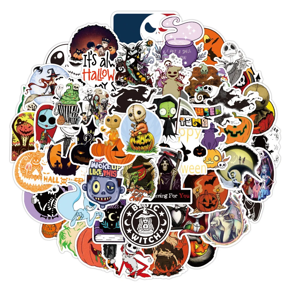 

10/30/50PCS Halloween Theme Christmas Night Sticker Personalized Holiday Decoration Graffiti Skateboard Guitar WaterCupWholesale