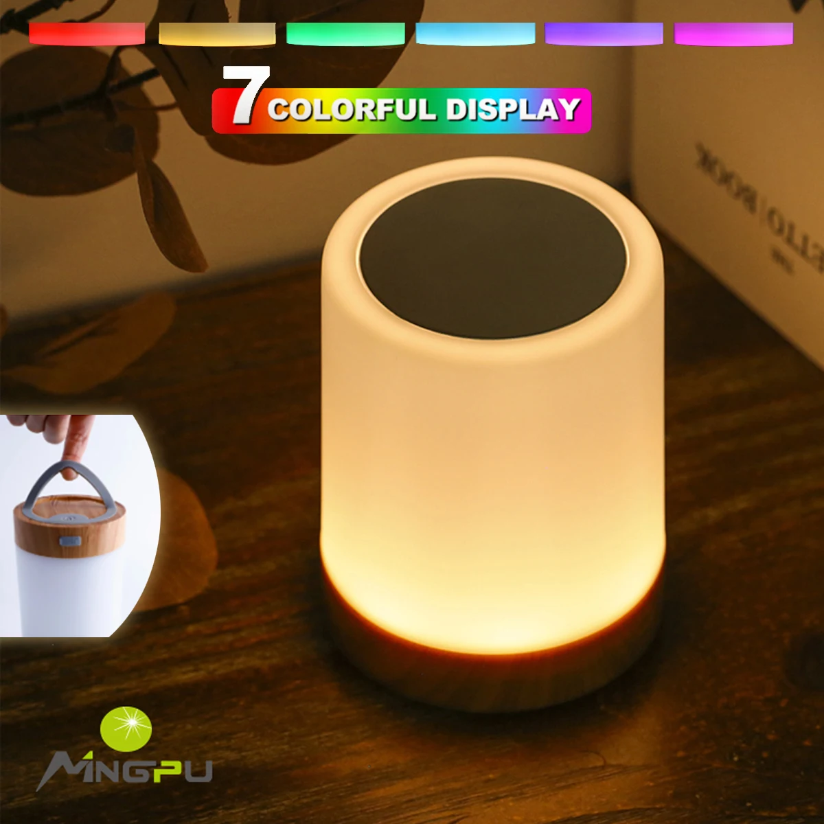 

USB Rechargeable Touching Control Bedside Light Dimmable Table Lamp Warm White & RGB Night Light For Living Room Bedrooms Office