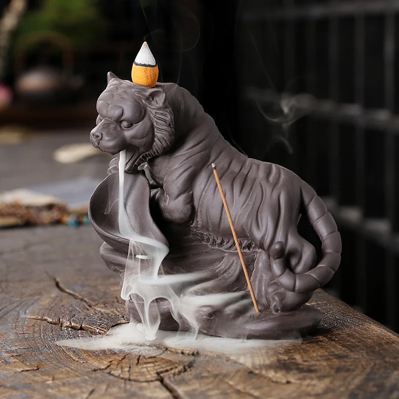 

Purple Sand Sandalwood Cigarette Viewing Reflux Incense Burner Creative Tiger Waterfall Reflux Incense Burner Home Decoration