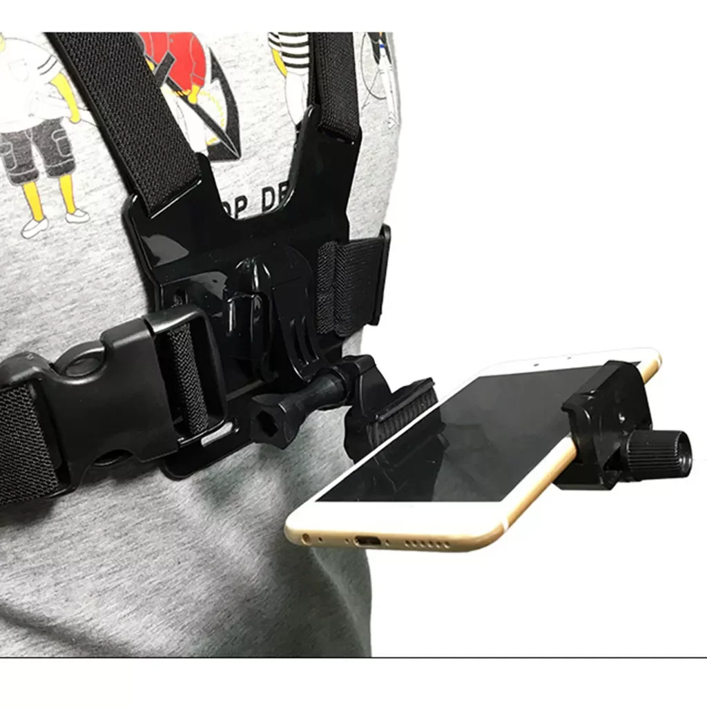 

Replacement Chest Mount Harness Compatible with iPhone Smartphones– Fully Adjustable Chest Strap Available with skiing, fishing