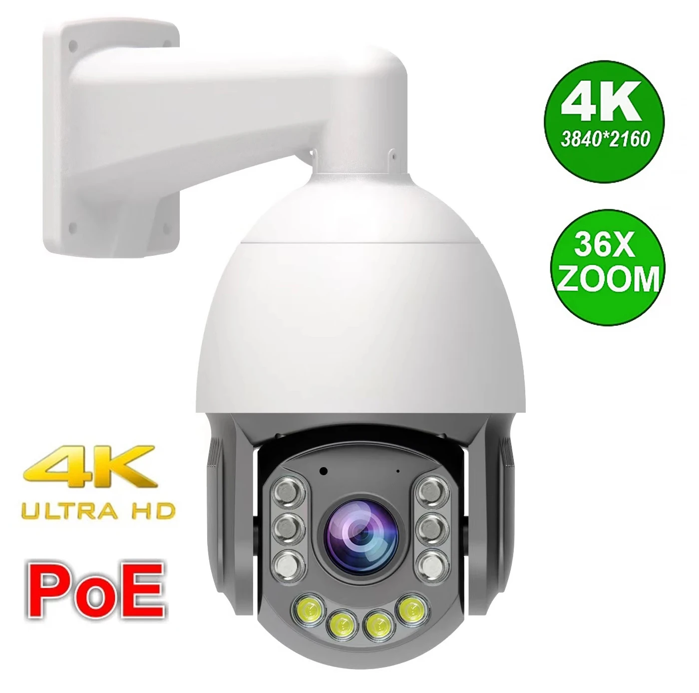 

4K 8MP 30X ZOOM POE Auto Humanoid Tracking Speed Dome Hikvision Dahua Protocol P2P ONVIF Night Vision Full Color PTZ IP Camera