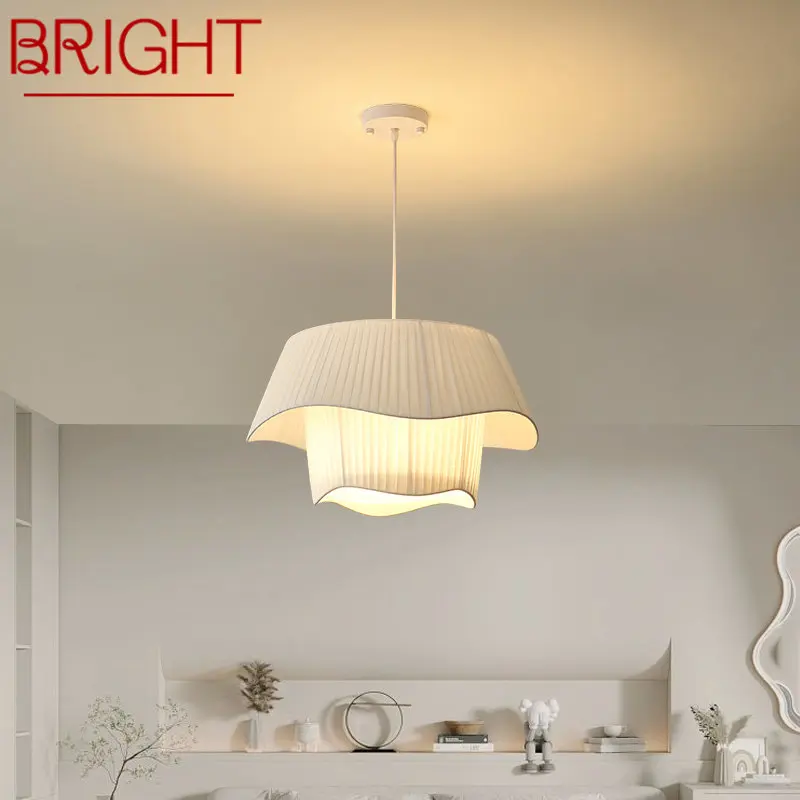 

BRIGHT Nordic Pendant Light LED Modern Creativity Pleats White Hanging Lamp For Home Dining Room Bedroom Romantic Decor