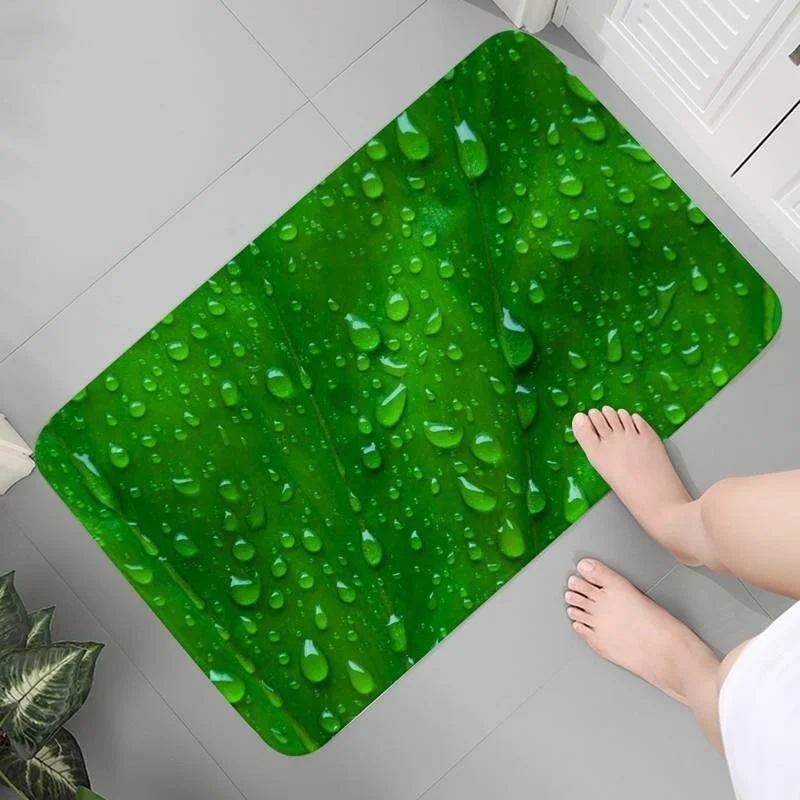 

Entrance Carpet Anti-slip Soft Rug Bathroom Indoor Mats 3D Children Crawling Green Leaf Dew Area Rugs Bath Mats Lounge Rug 2