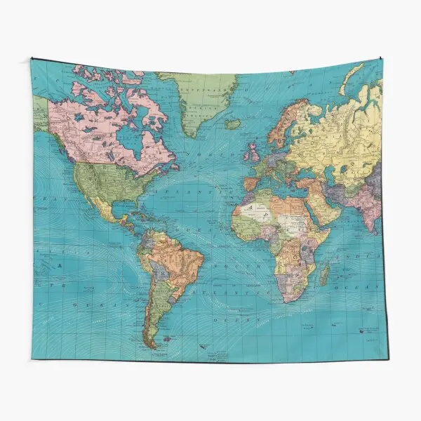

Винтажная карта мира 1897, гобеленовое одеяло, комнатное украшение, красивое искусство, цветное путешествие
