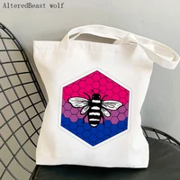 women shopper bag bi pride bee hive illustration bag harajuku shopping canvas shopper bag girl handbag tote shoulder lady bag