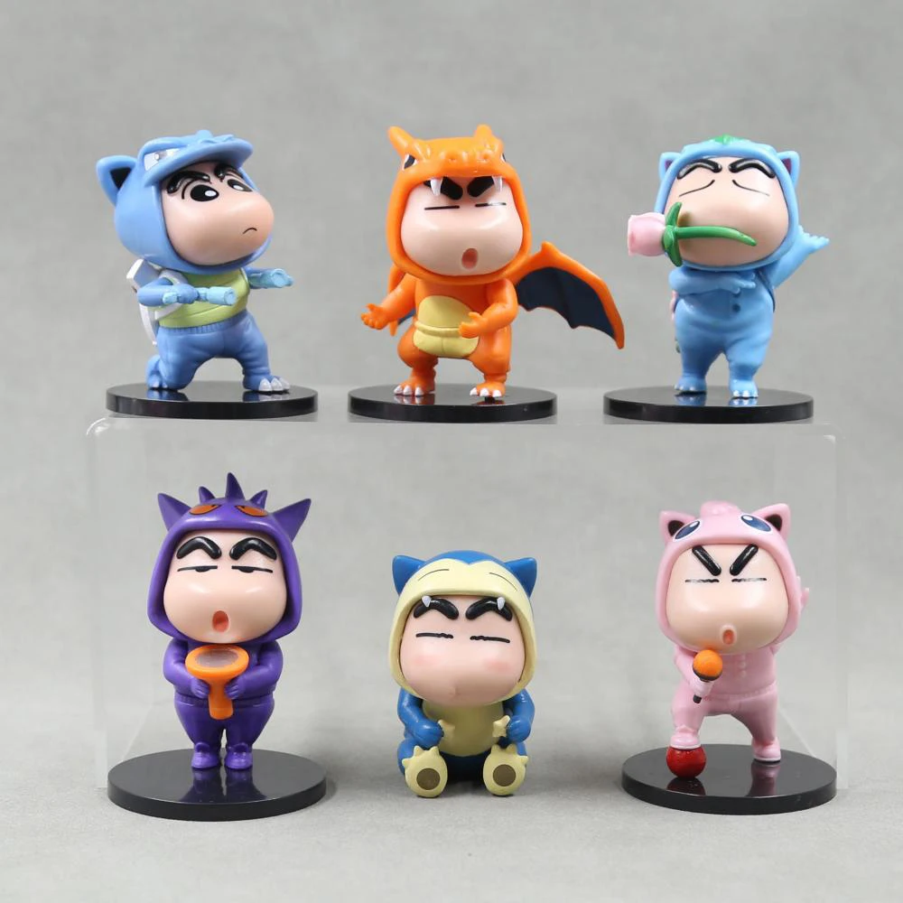 

Crayon Shin-chan Cos Pokemon Charmander Squirtle Jigglypuff Anime Figure Cartoon Movie Peripheral Toy Cute Toys Gifts for Kids