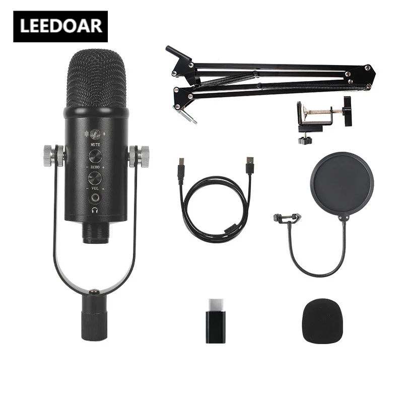 BM86 2-канальный конденсаторный USB-микрофон для домашней компьютерной записи, игр, проводной микрофон с монитором шумоподавления