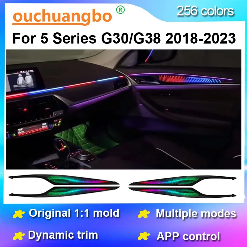 Фото Ouchuangbo светодиодный окружающий свет для 5 серии G38 G30 2018-2023 атмосферная лампа комплект окружающей подсветки Interio экологический №1