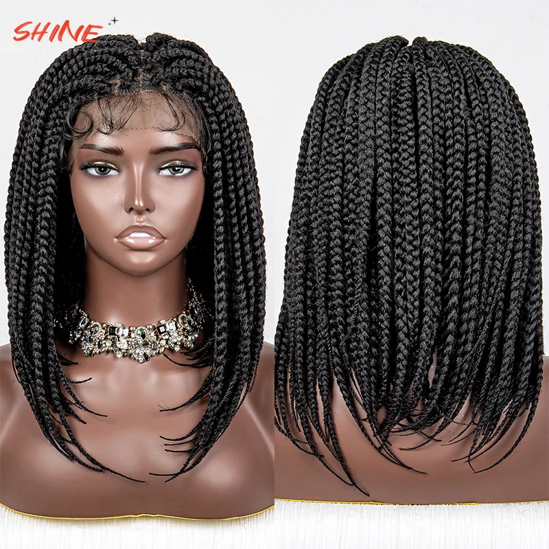 

Full Lace Wigs Braided Wigs Synthetic Short Bob Wig 14 Inches for Black Women Knotless Box Braids Synthetic Lace Front Wigs