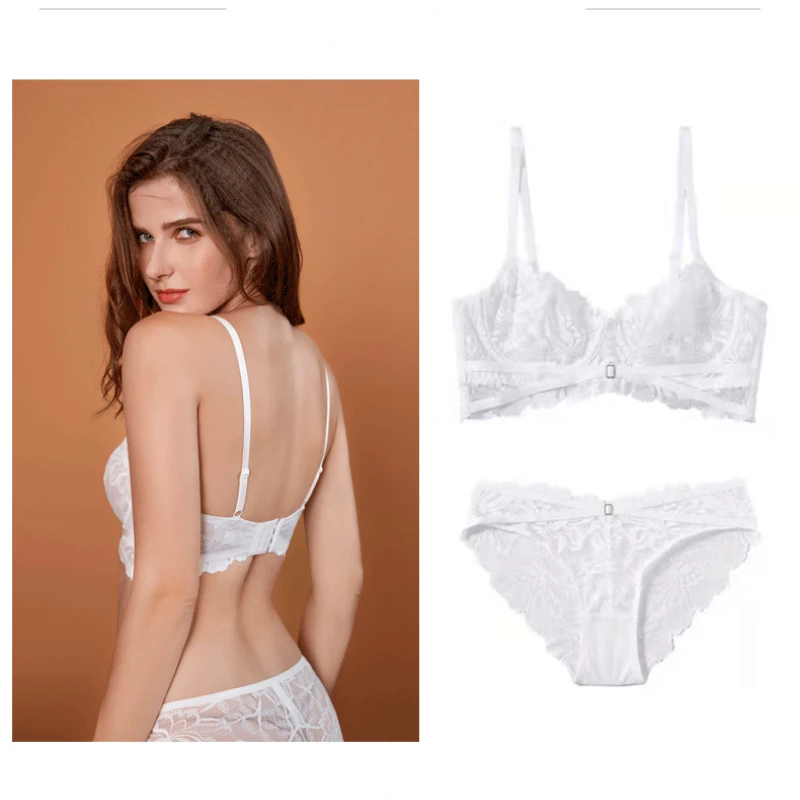 

French Ultra Thin Top High Quality Bra Set Underwear Push Up Bra Lace Embroidered Lingerie Set Sexy Ultra Thin Cup Lingerie