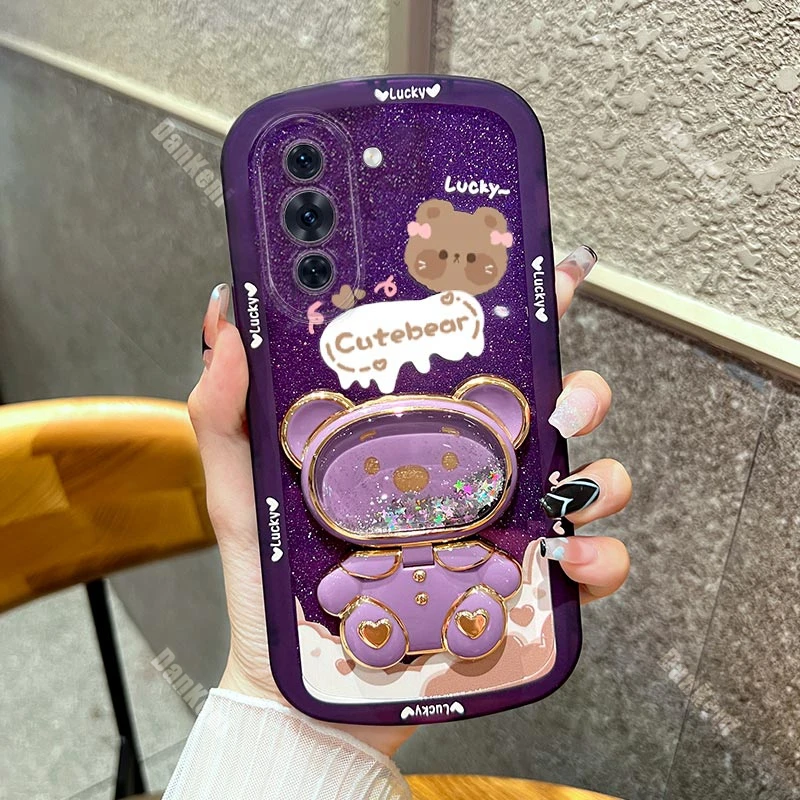 Силиконовый держатель для телефона Bear Makeup Mirror Huawei Nova 10 10Pro 10SE 11 11SE 9 8 8SE 9Pro 7 7i 6 6SE