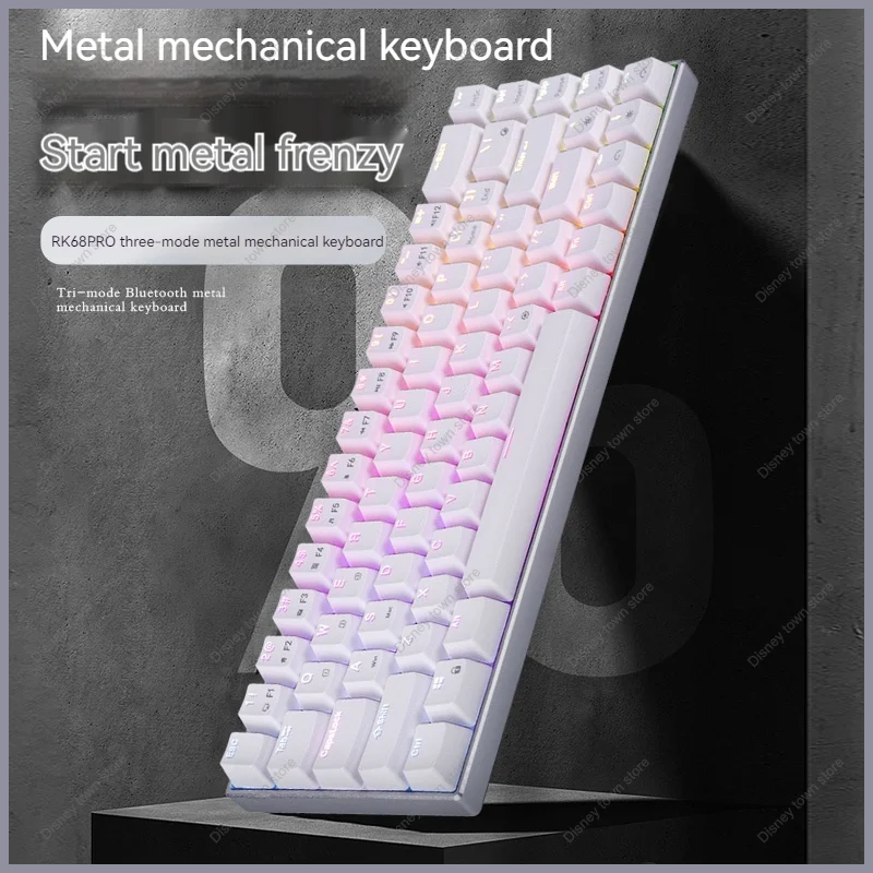 

Игровая механическая клавиатура Rk68 Pro 68%, беспроводная Проводная Bluetooth клавиатура с полным набором клавиш, горячая съемка, Rgb Стандартная Алюминиевая Клавиатура