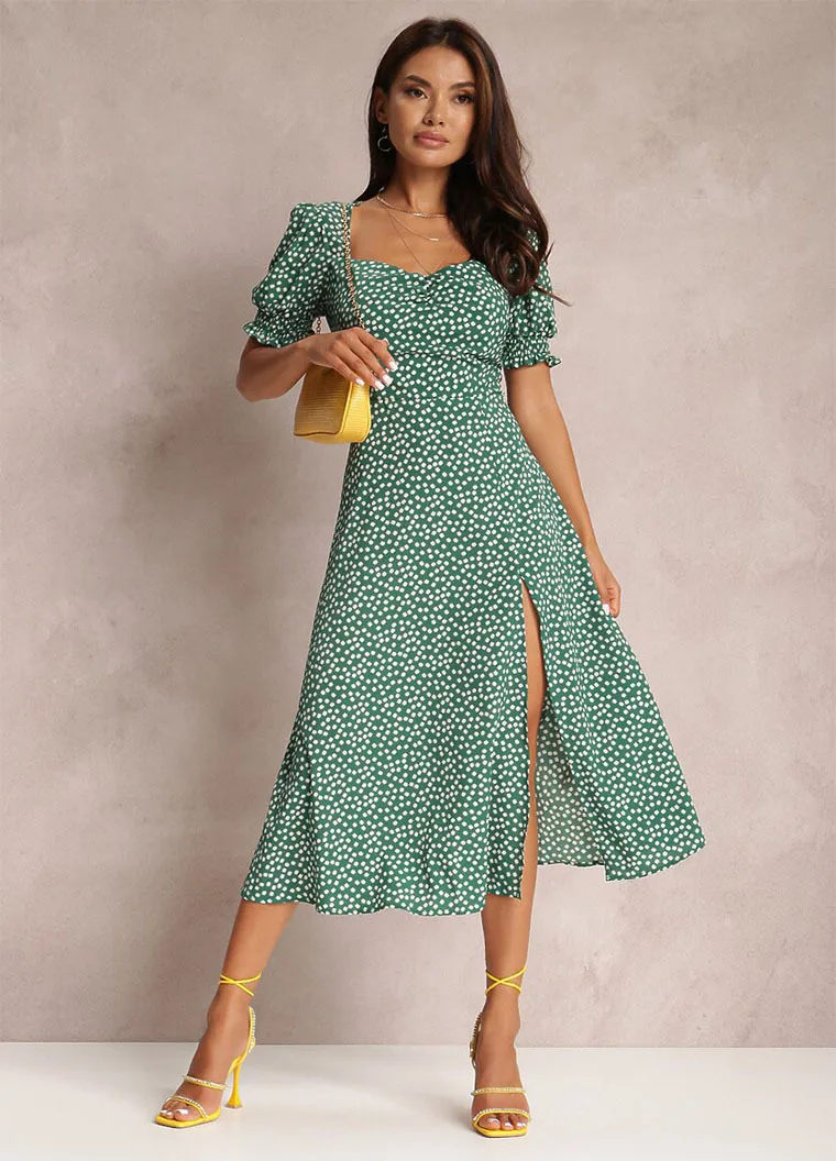

2023 Vintage Floral Dresses for Women Fashion Elegant Loose New Slit Dress Summer Beach Holiday Leisure Long Dresses for Female