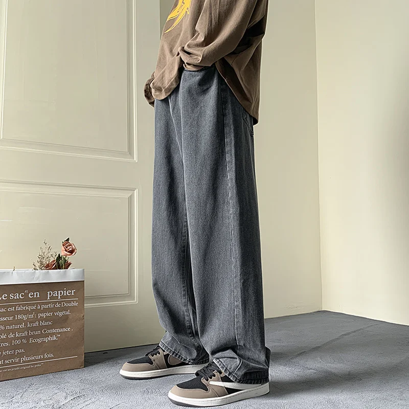 Blue Black Baggy Jeans Men Fashion Retro Casual Straight Jeans Men Streetwear Hip-hop Loose Denim Pants Mens Trousers S-2XL
