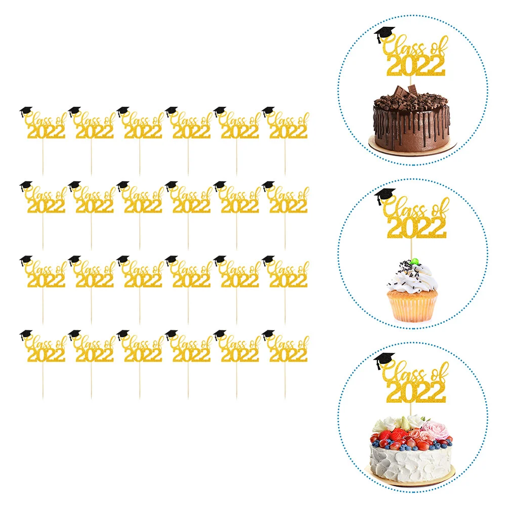 

24Pcs Topper Party Accessory Decorative Cupcake Decor Exquisite Cake Decor for Party Cake Graduation