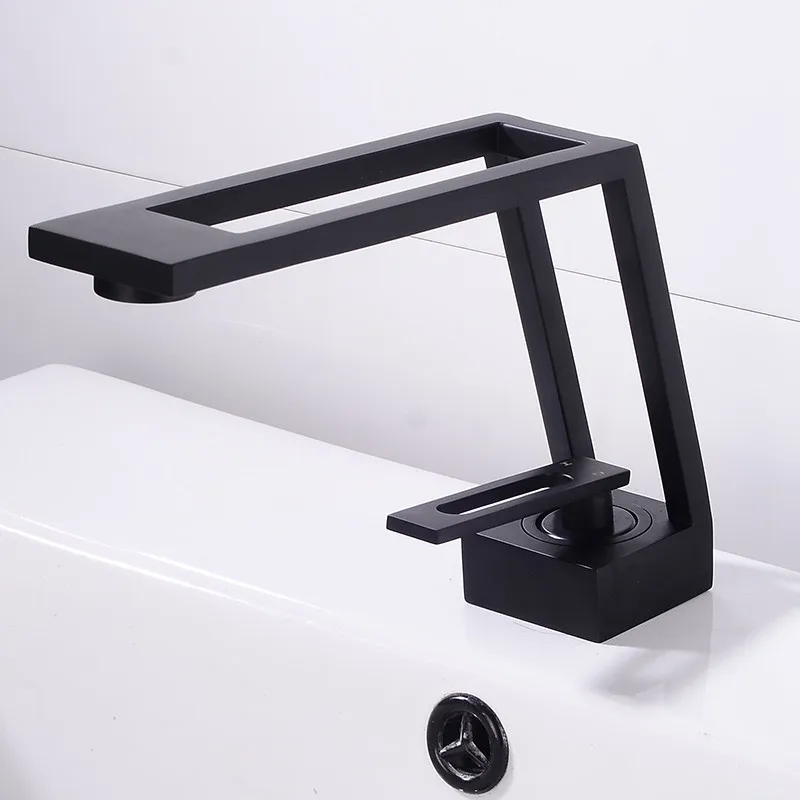 

Brass Basin Faucets Unique Design Hot & Cold Sink Mixer Taps Bathroom Crane Vessel Single Handle Deck Mounted Black/Gold/White