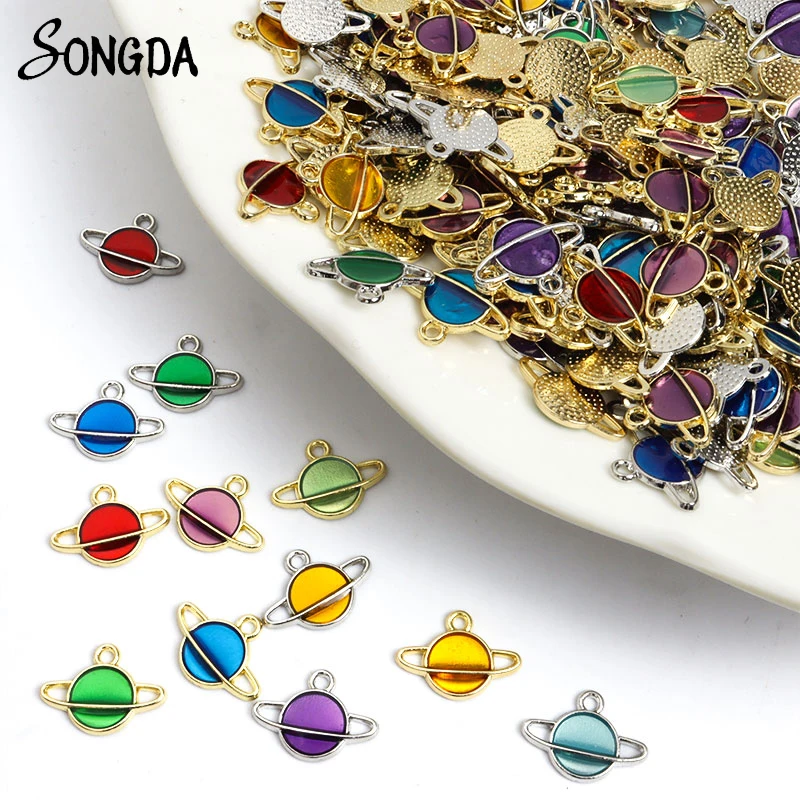 

20Pcs/lot Blue Universe Planet Enamel Charms for DIY Jewelry Findings Necklace Keychains Earrings Handmade Makings Accessories