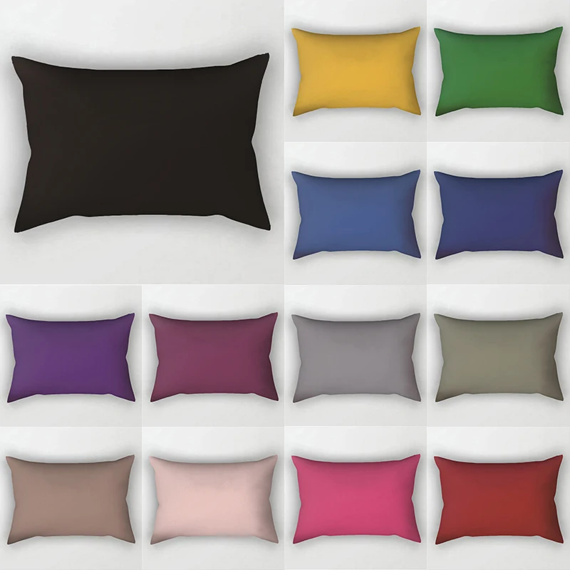 

30x50cm Solid Color Polyester Pillowcase Sofa Home Decoration Blue Black Pillow Case Rectangle Geometric Chair Cushion Cover