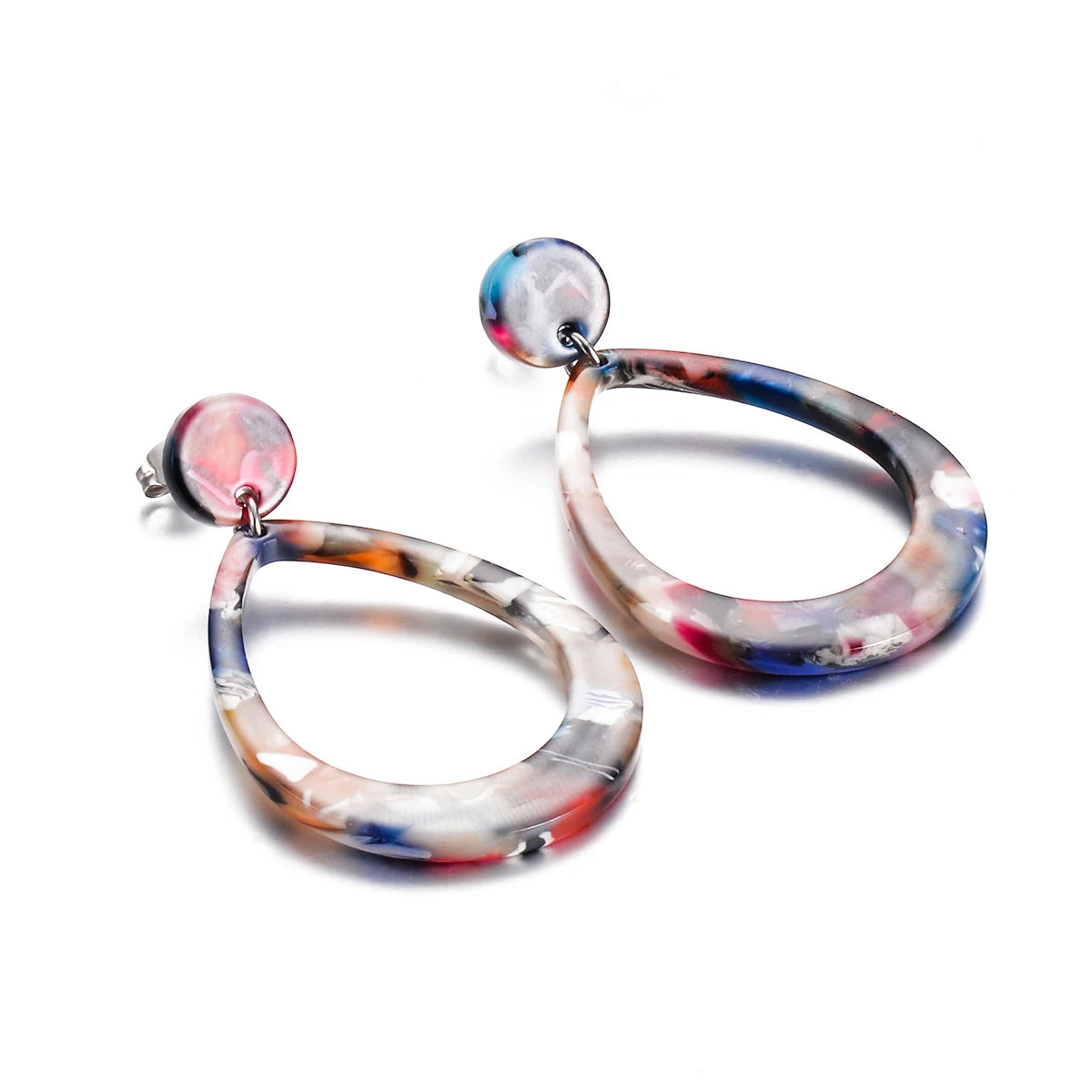 

2023 Colorful Resin Acrylic Water Drop Earrings Stainless Steel Geometric Hollow Drop Earrings For Women Girls Jewelry Dropship