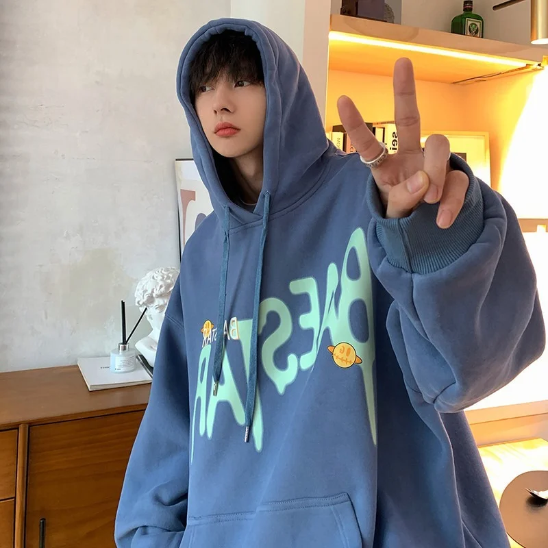 

Мужской свитер с капюшоном и принтом граффити, Новинка весна-осень 2022, трендовая Повседневная Свободная куртка в стиле хип-хоп, Мужской свит...