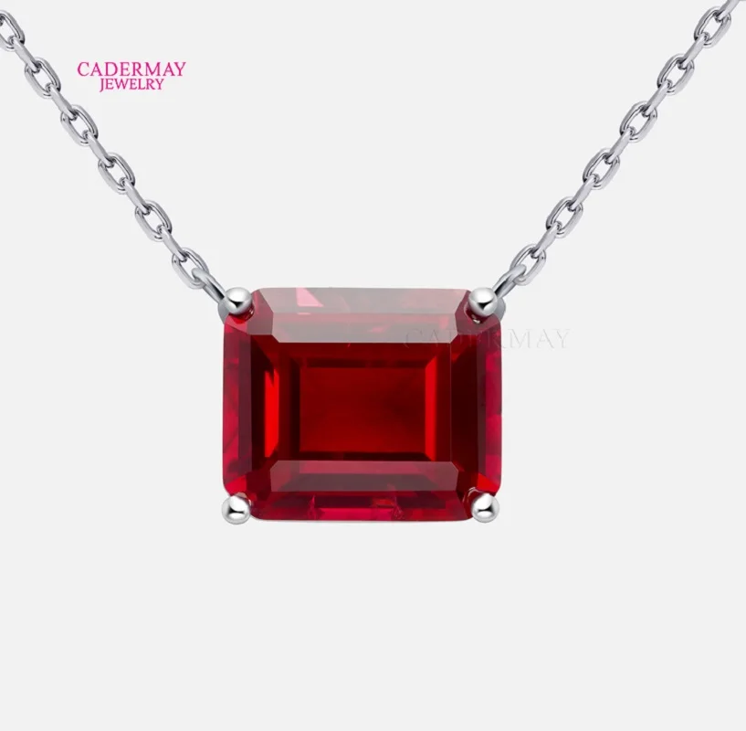 Лабораторный кулон с рубиновым драгоценным камнем для женщин красный серебро 925