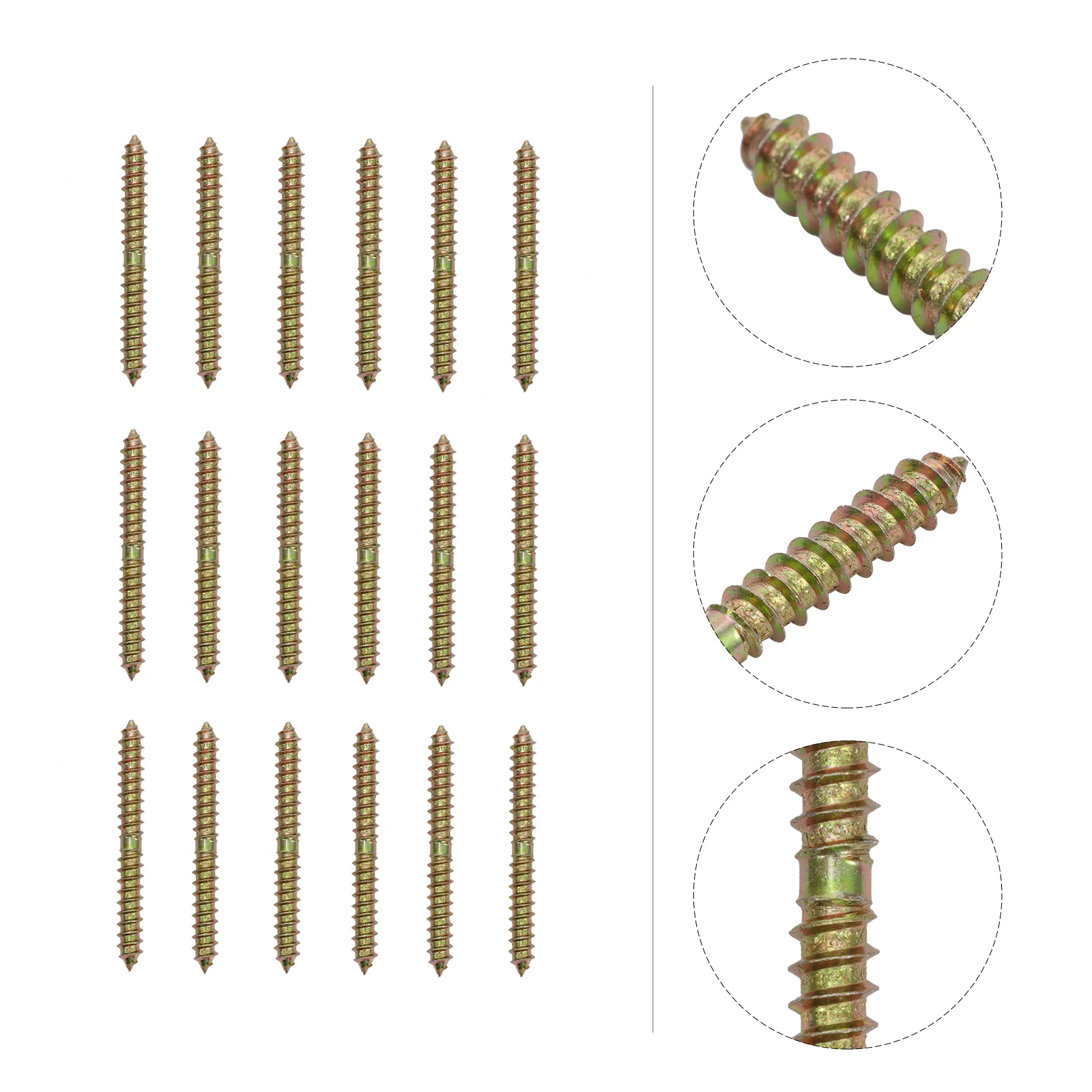 

40pcs Metal Dowel Screw Wood Connecting Screws Double Ended Screws Wood to Wood Double Threaded Screws Plated Crib Screws