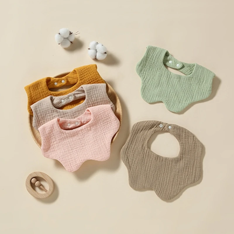 

Newborn Muslin Bibs for Teething & Drooling Unisex Baby Bibs Adjustable Snaps