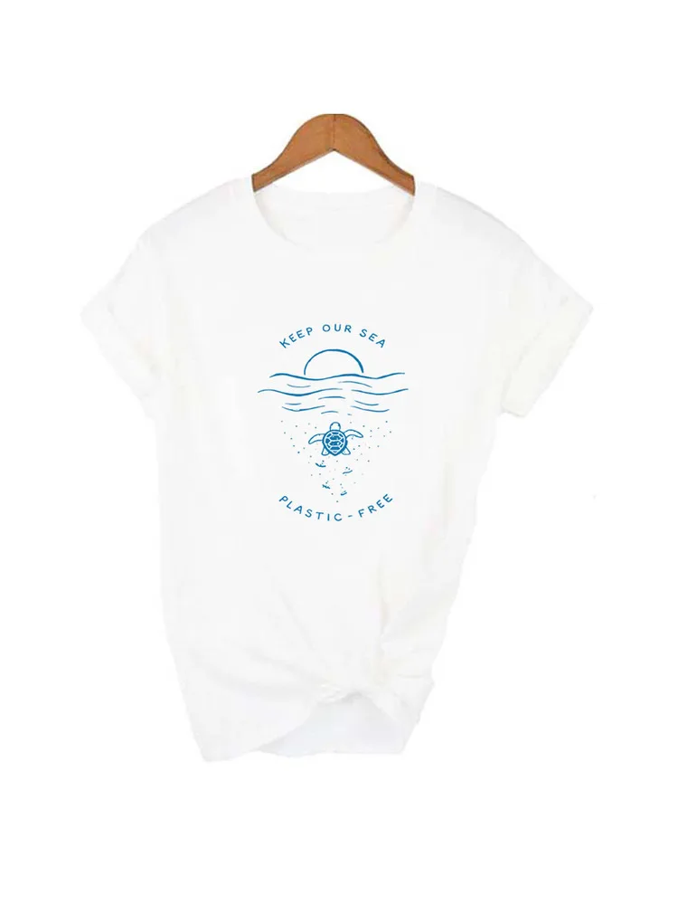 Женская футболка с надписью Keep Our Ocean Blue Clean Plastic Free летняя Повседневная эстетичная