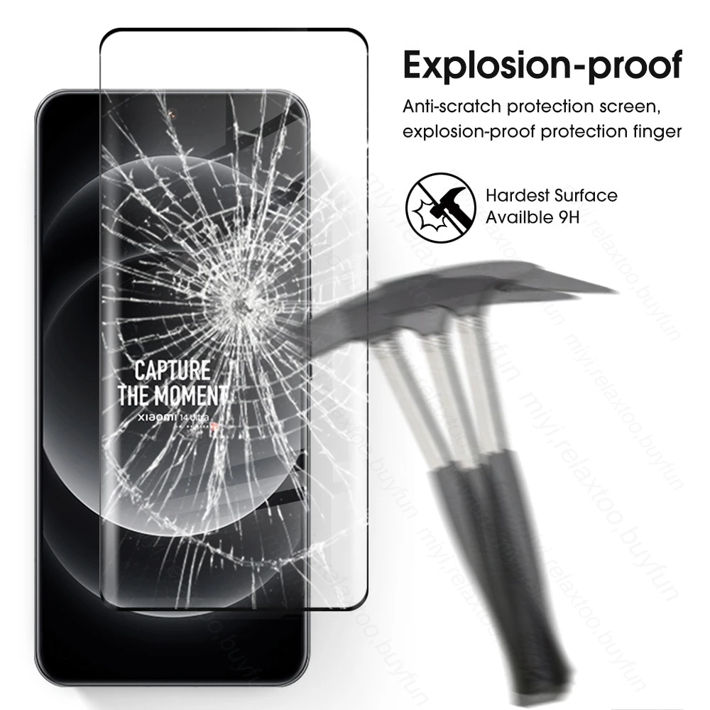 Для Xiaomi 14 Ultra 5G Glass 3 шт. 19D изогнутое закаленное стекло Mi14 защита для экрана Xiaomi14 Pro