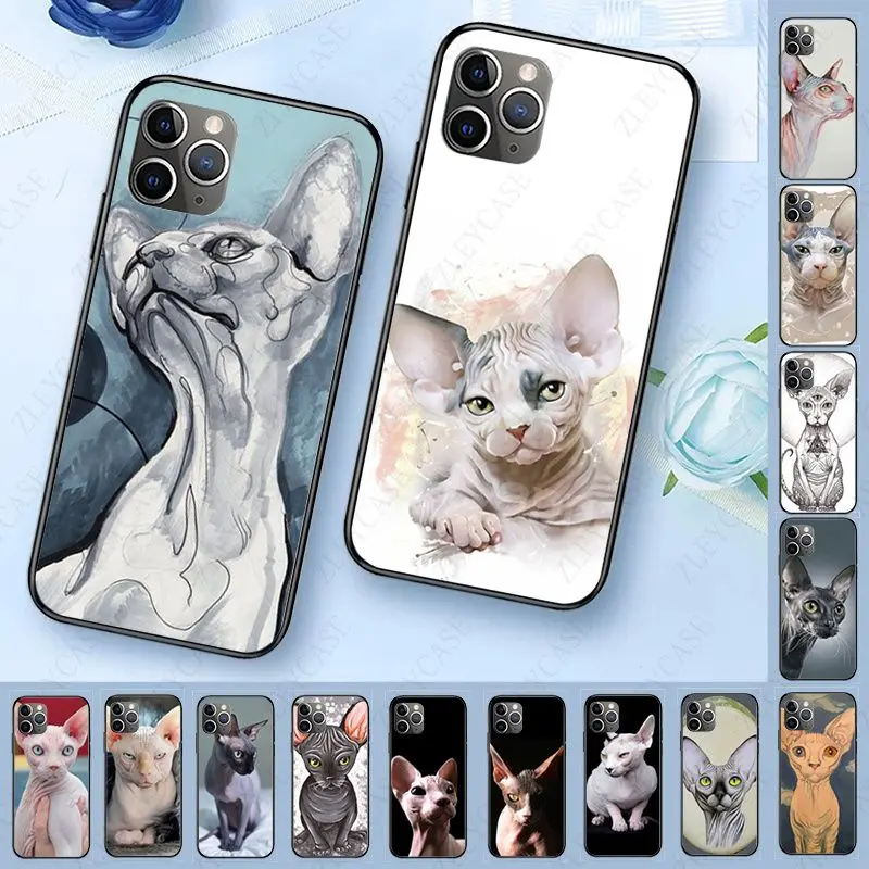 Прозрачный мягкий чехол для телефона с рисунком в виде кошки и Сфинкса iphone 11 12pro max
