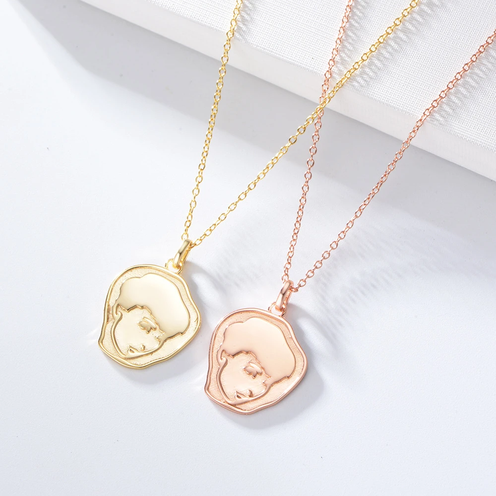 

S925 Sterling Silver Necklace Gold Hepburn Pendant Head Collar Colliers Jade Necklace for Women Colgante Mujer Wholesale