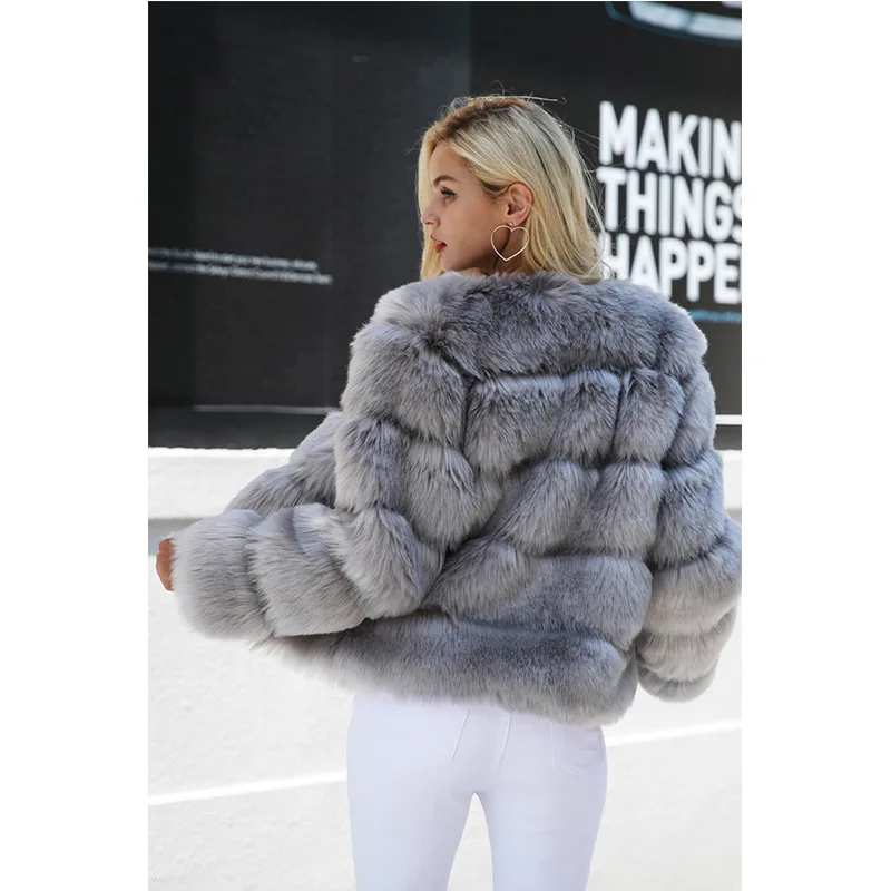 2022 New Fashion Fox Fur Imitation Fur Coat Women's Korean Warm Fitting Short Fur Coat Autumn/Winter High Street Faux Fur Coat