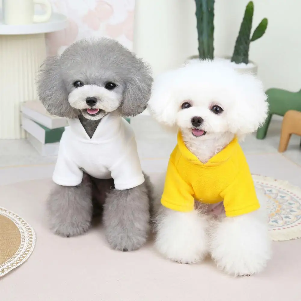 

Pet T-shirt Trendy Cartoon Print Soft Comfortable Minimalistic Keep Warm Fleece Button Pocket Pet Apparel for Autumn
