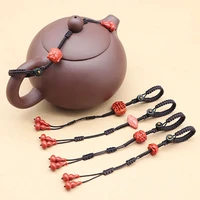 hand woven teapot lid rope kung fu tea ceremony ceramic teapot cover rope with woodle beads ceramic cup rope