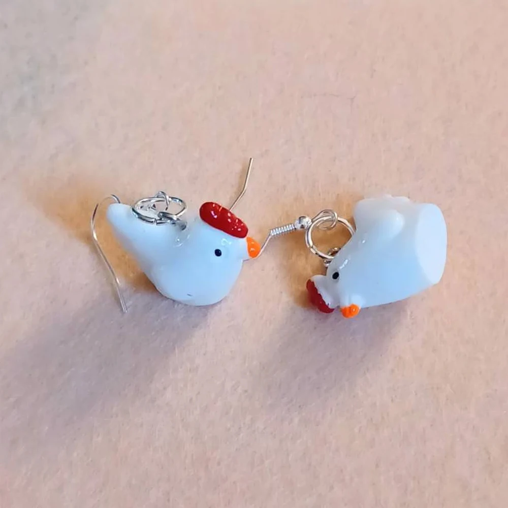 

1 Pair Cute Kawaii Chicken Dangle Earrings for Women Girls, Fashion Jewelry Accessories, Fun Birthday Christmas Gift