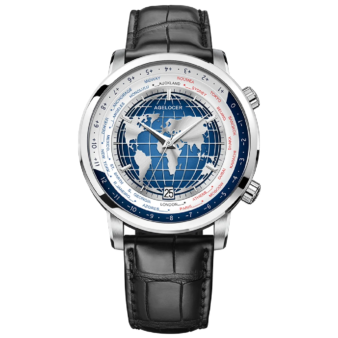 

AGELOCER Original Designer Men's Watch with World Time Date Power Reserve 80 Hours Self-winding Mechanical Automatic Watches