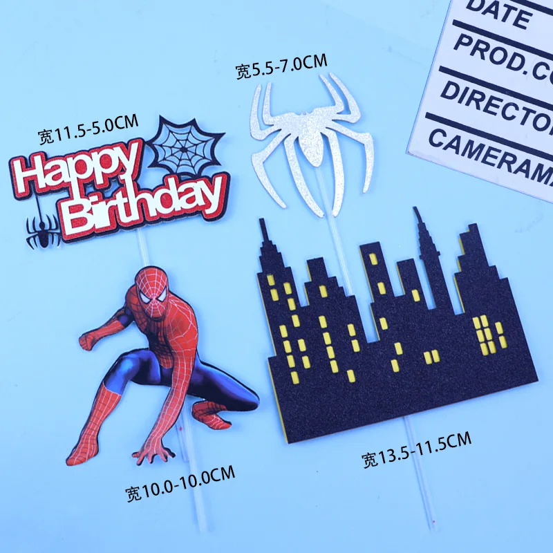 1set Spiderman Theme Cake Decoration Toppers Super Hero Paper Cupcake Topper Birthday Party for Kids Boy Decorations - купить по