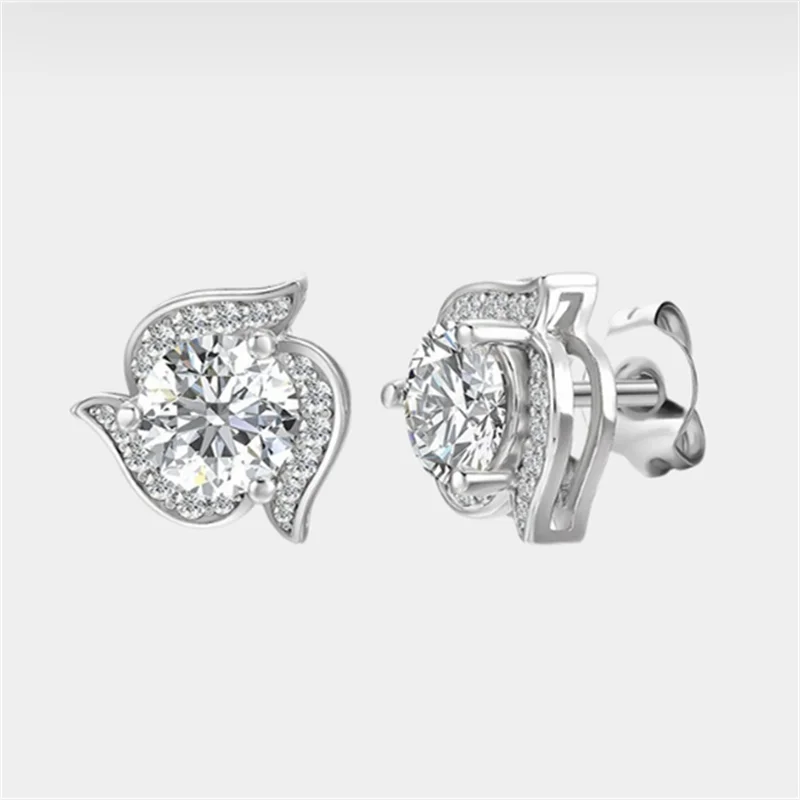 

ME074 Lefei Fashion Trendy Classic Moissanite Fine Design Flower Earring For Charm Women Silver s925 Party Jewelry Gift Matchall