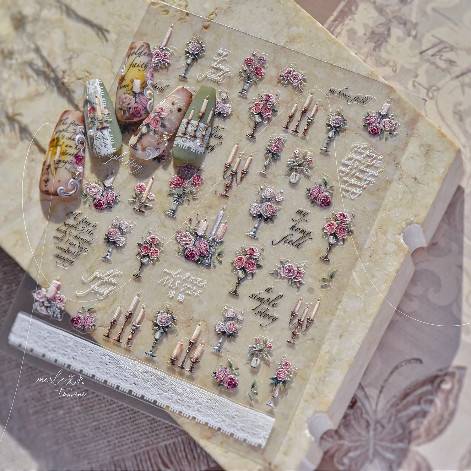 1 шт. красивая роза наклейка для дизайна ногтей изысканный цветок самоклеящаяся 5D