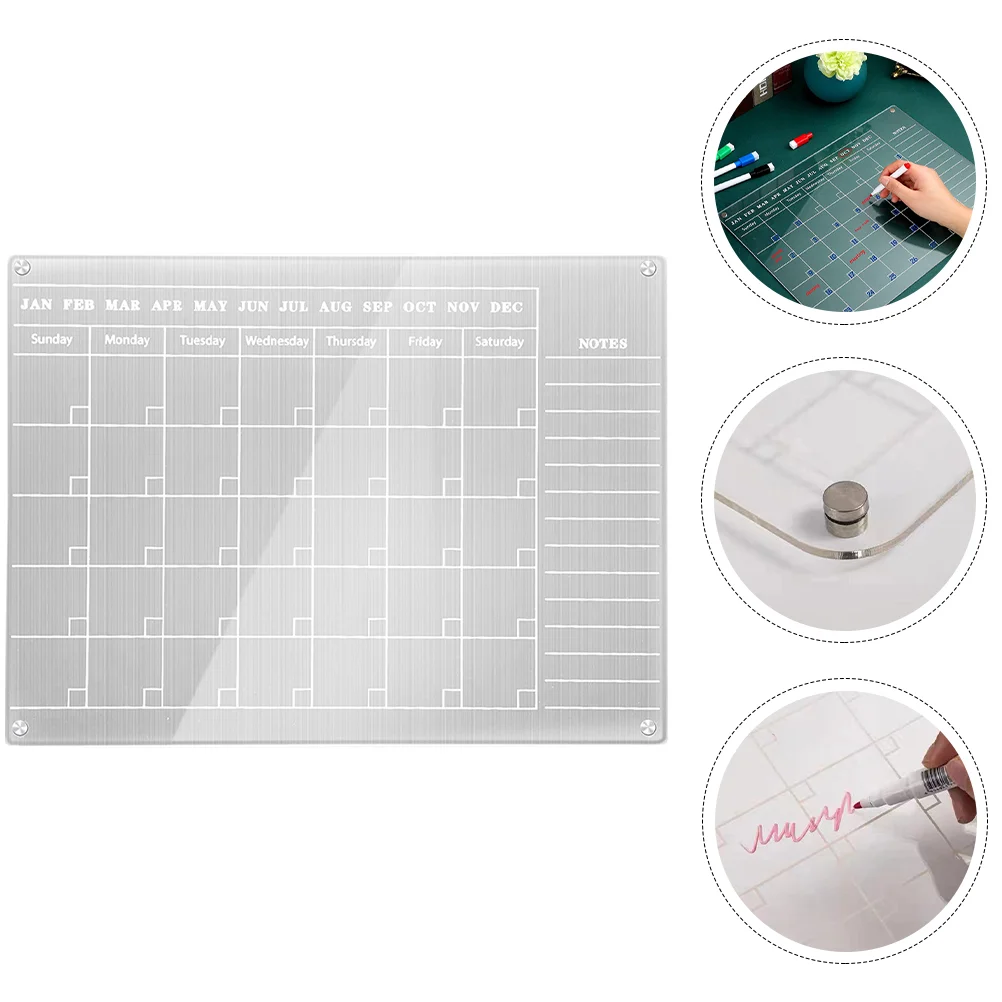 

Clear Calendar Dry Erase Board Fridge Acrylic White Magnetic Notepads Kitchen Supplies Whiteboard