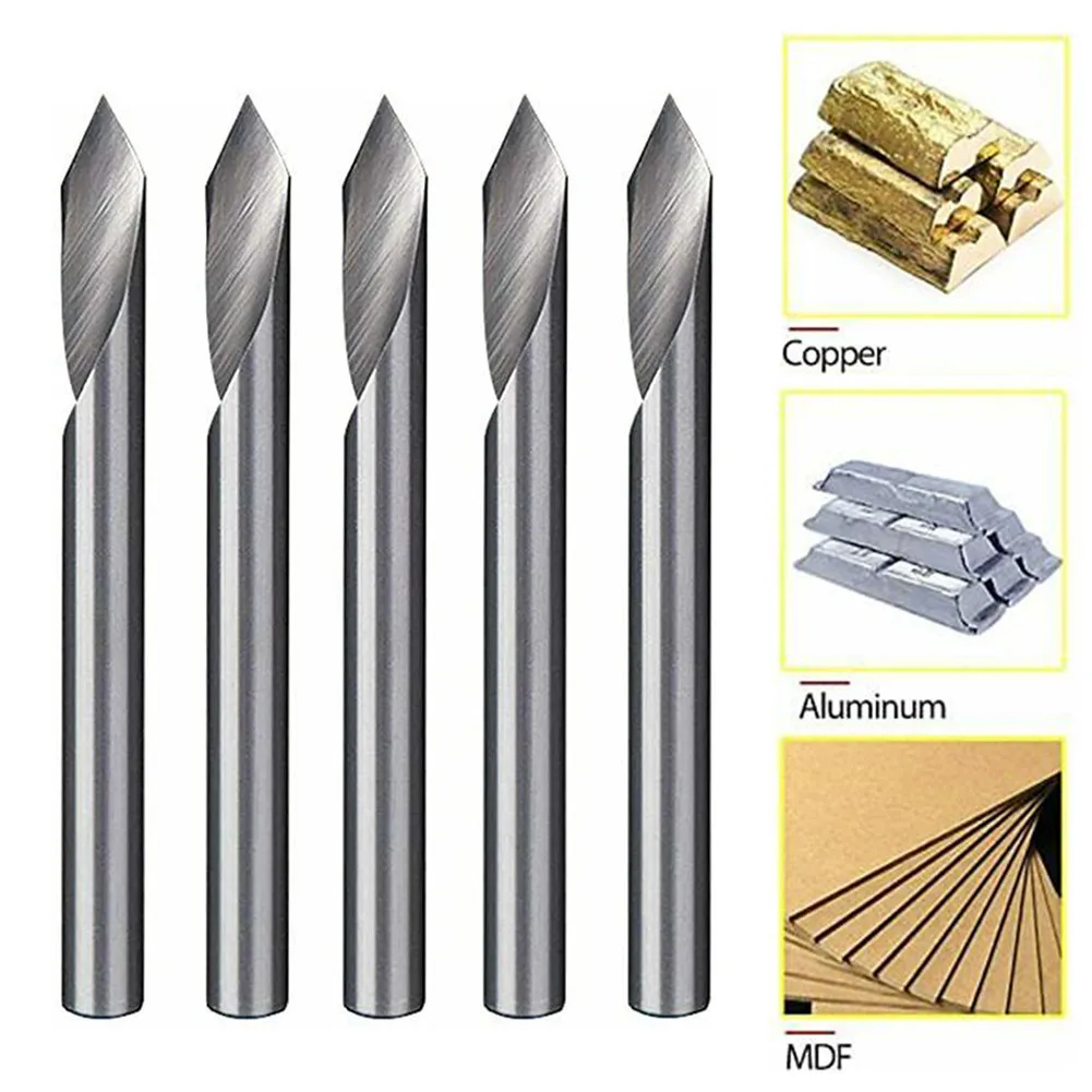 

1/8\\\\\\\" Shank 5pcs 30° Angle Milling Cutter Bit 36mm Long Blade Carbide Rotary Cutter Spiral Router Bits Tungsten Steel