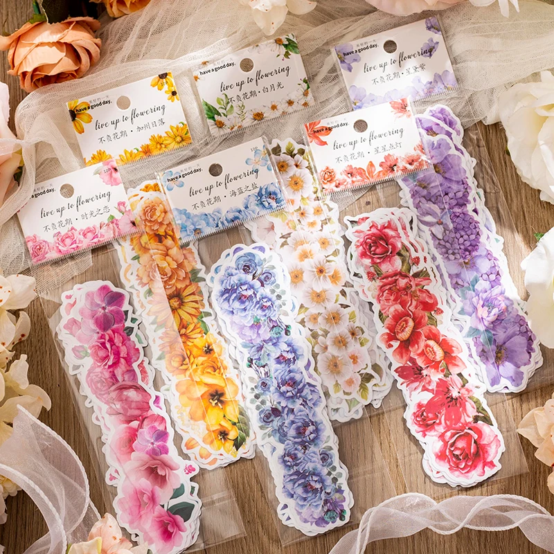 

10pcs/pack Washi Paper Flowers Stickers DIY Scrapbooking Decor Frame Collage Photo Album Creative Stickers Stationery