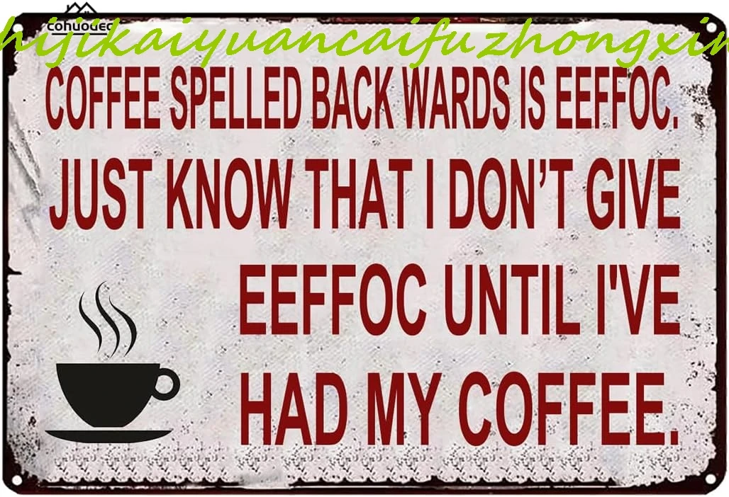 Кофе заклинает назад — это Эфоку. Знаки в деревенском стиле. Забавные знаки.