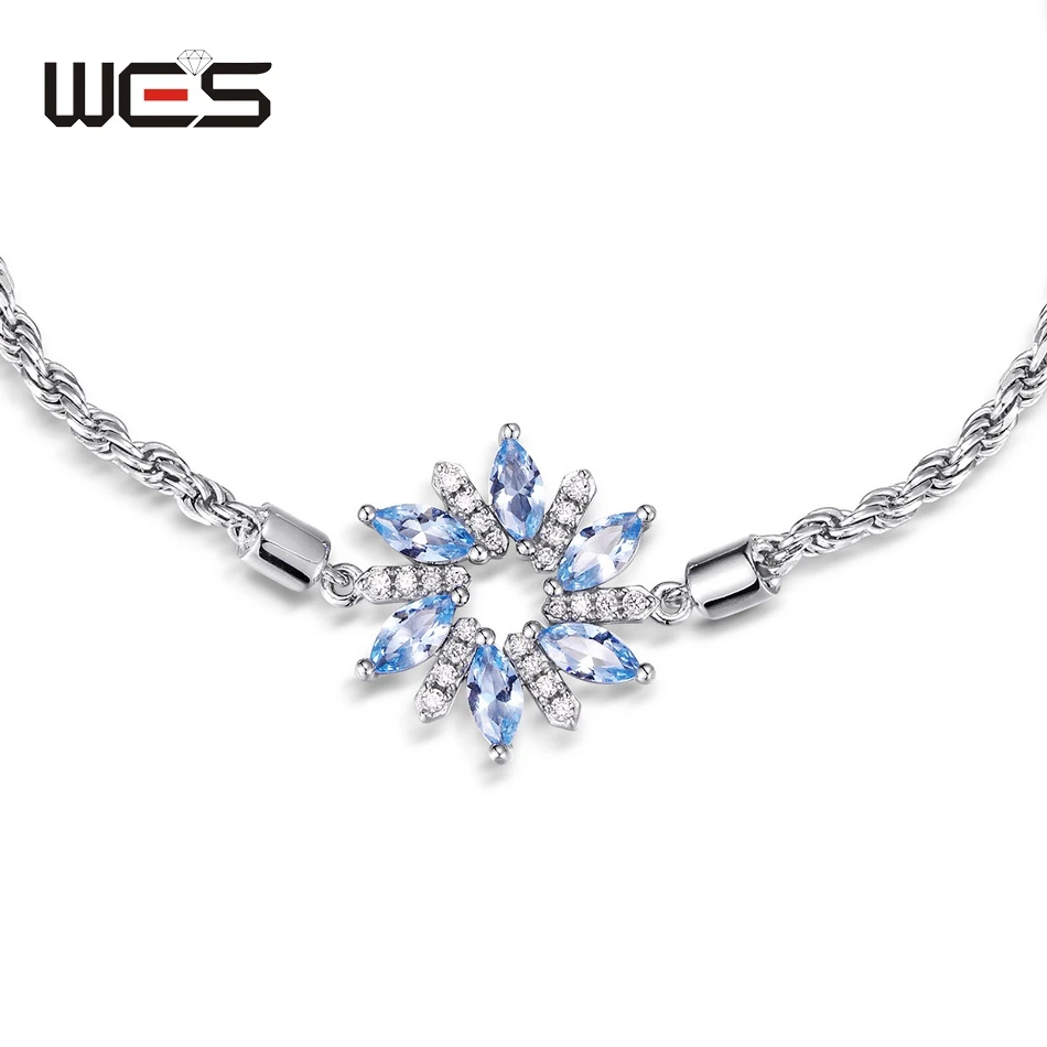 Женский браслет со снежинками из серебра 925 пробы 2 5x2 5 мм