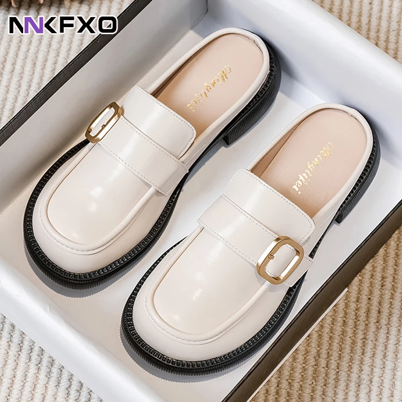 

Baotou Half Slippers Women 2022 NEW autumn Hot Sale New British Style Women's Mules Low Heel Comfortable Baotou Slippers Women