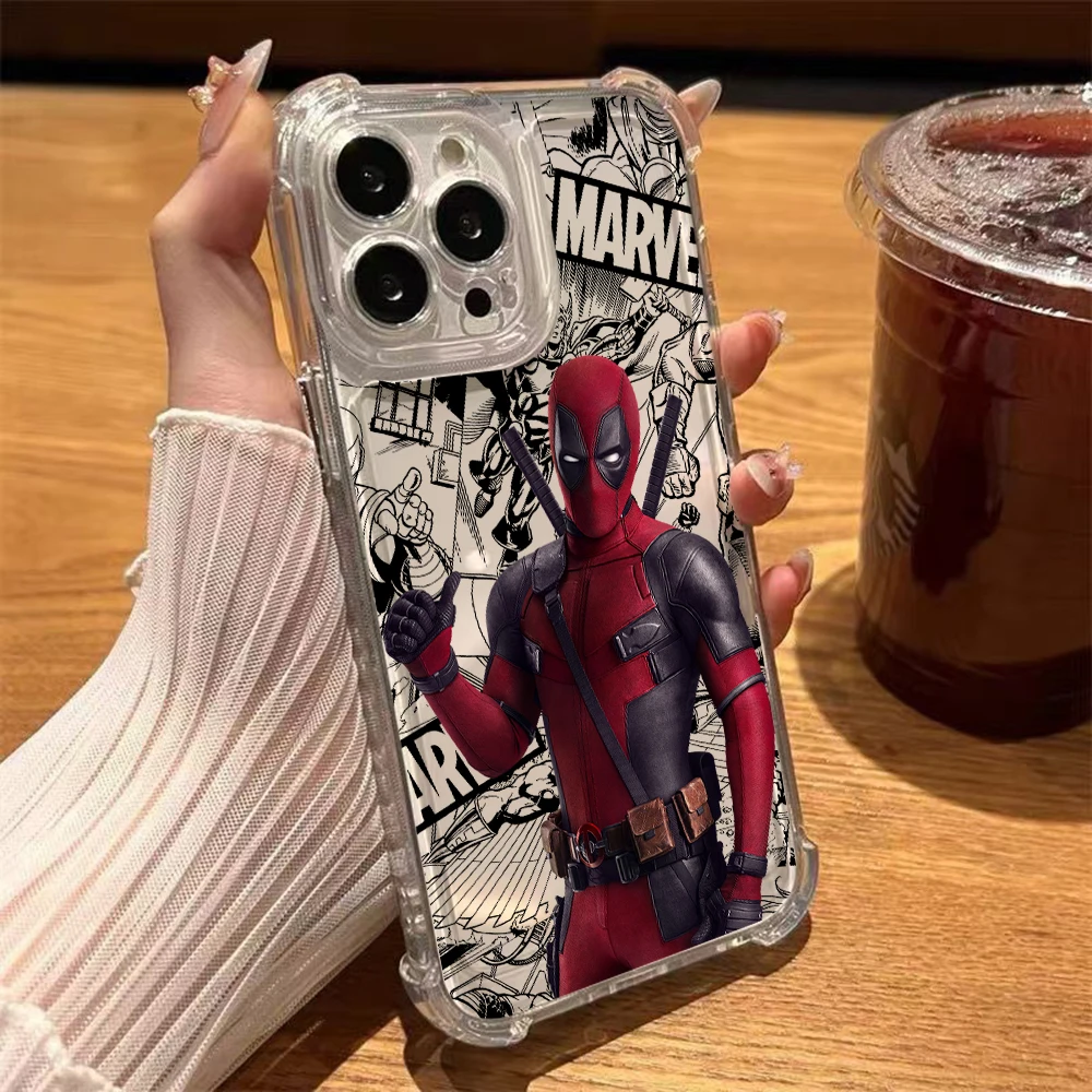 Забавный чехол для телефона Deadpool Marvel iPhone 16 15 14 Plus 13 12 Mini 11 Pro Max X Xs XR 7 8 Мягкий
