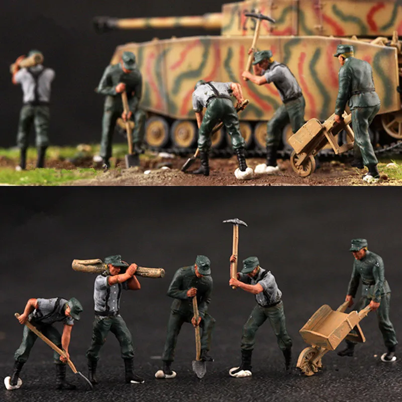 

Экшн-фигурка в масштабе 1:72, 5 шт., немецкая логистическая команда по удалению препятствий, 5 инженеров, солдаты, куклы, игрушки, «сделай сам», аксессуары для сцены