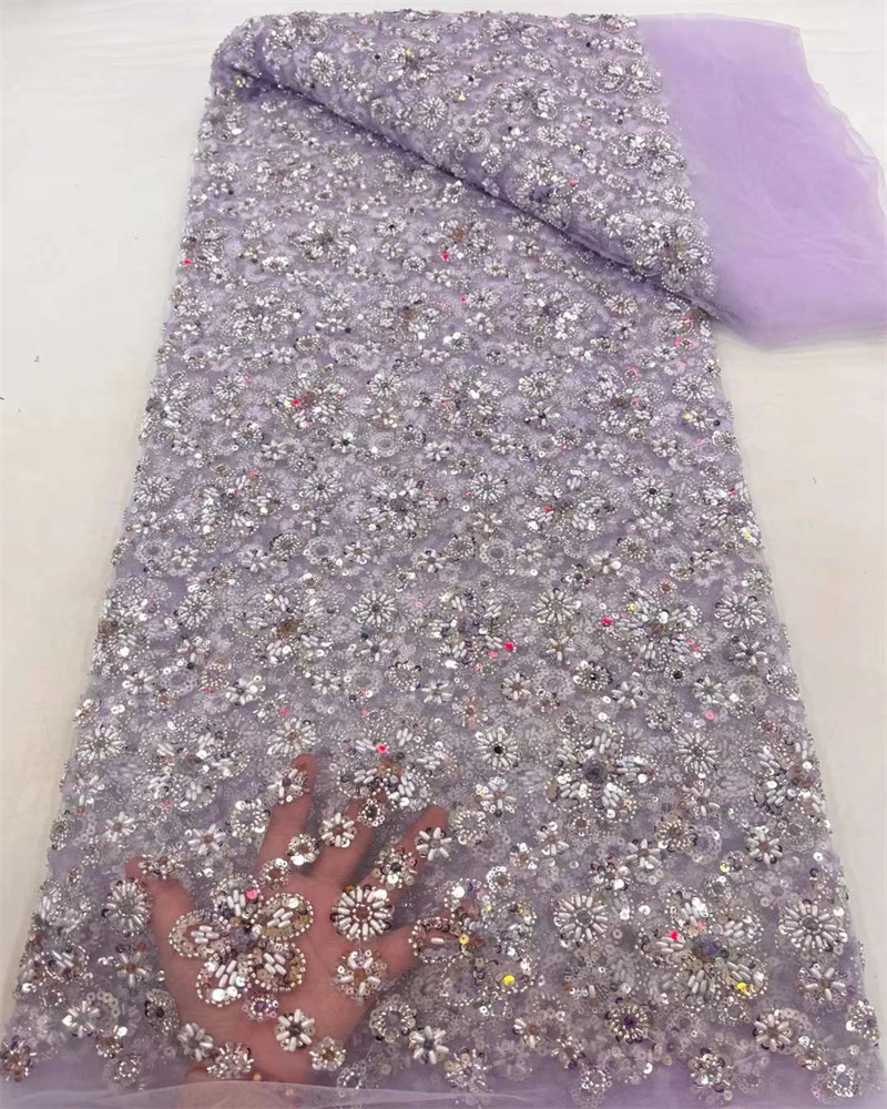 Бранди африканская кружевная ткань с бисером 2024 высококачественная бусинами