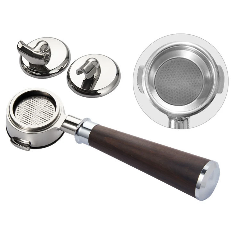 

Coffee Machine Handle Stainless Steel 58mm E61 Universal Single Mouth Double Mouth Bottomless Handle, A Black